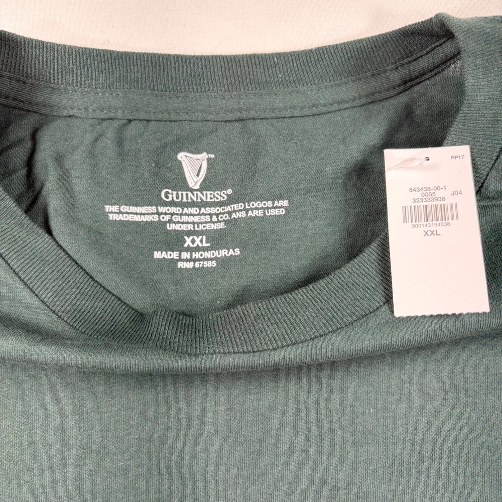 Guinness Toucan Graphic T-Shirt Mens XXL‎ Green Tshirt short sleeve NWT Unisex - Picture 6 of 6